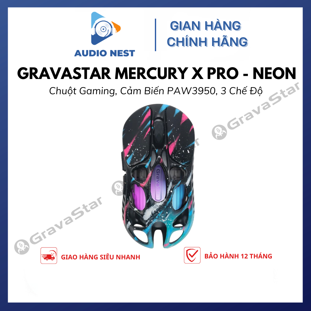 Chuột gaming GravaStar Mercury X Pro Special Edition Chính Hãng - Bảo Hành 12 Tháng.