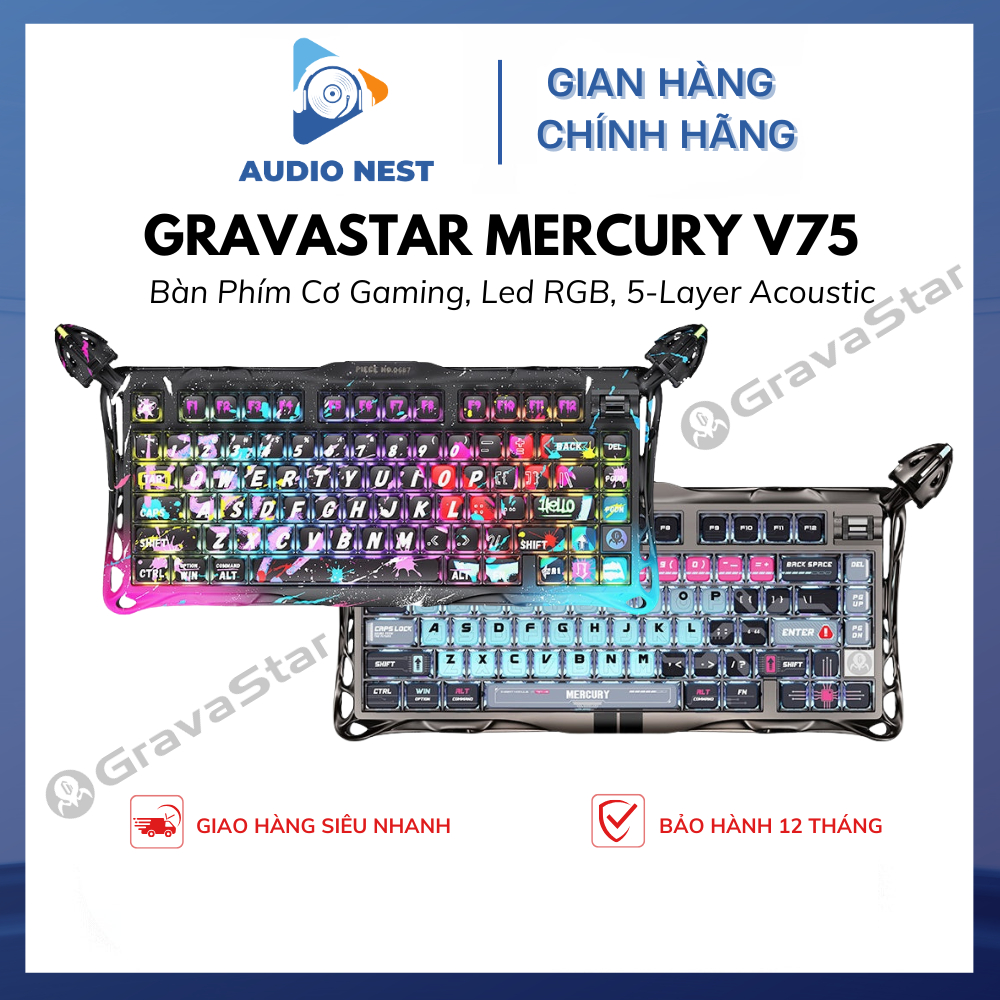 Bàn Phím Cơ GravaStar Mercury V75 / V75 Lite / V75 Pro Chính Hãng - Bảo Hành 12 Tháng.