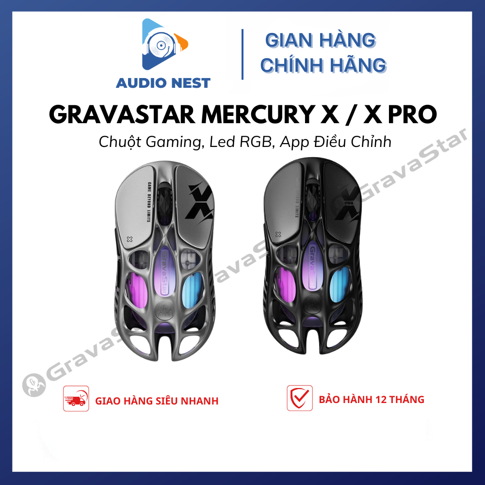 Chuột Gaming GravaStar Mercury X / X Pro - Bảo Hành 12 Tháng.