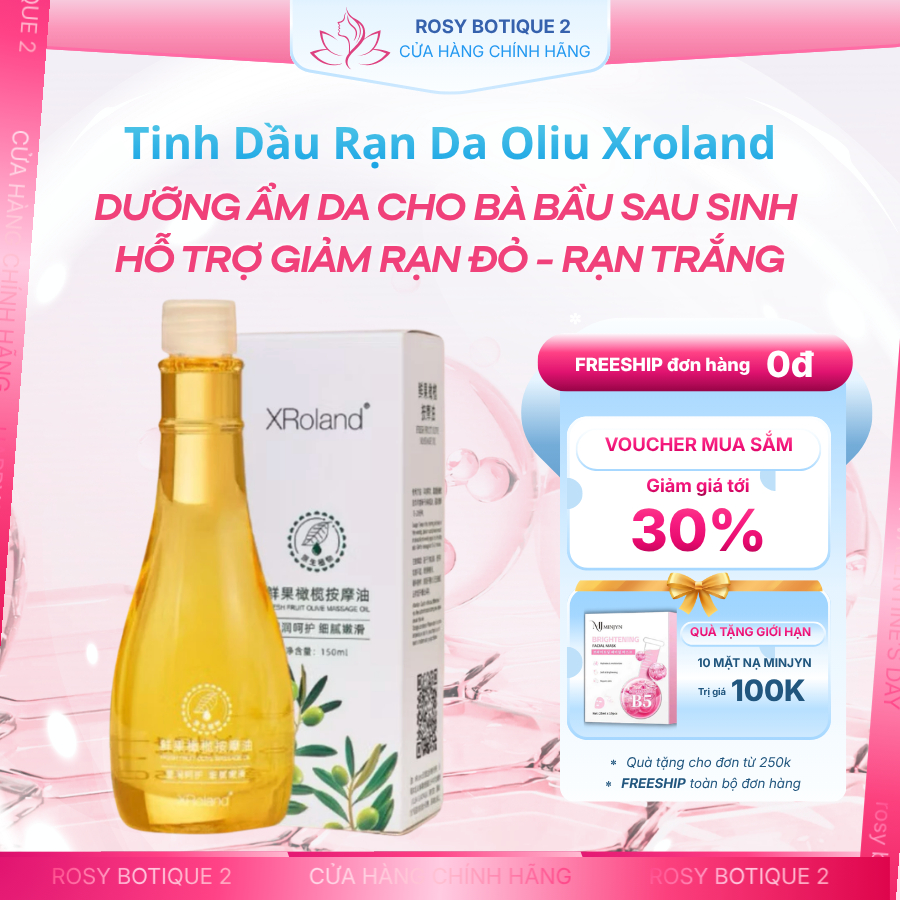 Tinh Dầu Rạn Da XROLAND Oliu Mờ Cả Rạn Mới Rạn Cũ, Dưỡng Da Mờ Sẹo, Dưỡng Ẩm, Tăng Đàn Hồi Da, Chính