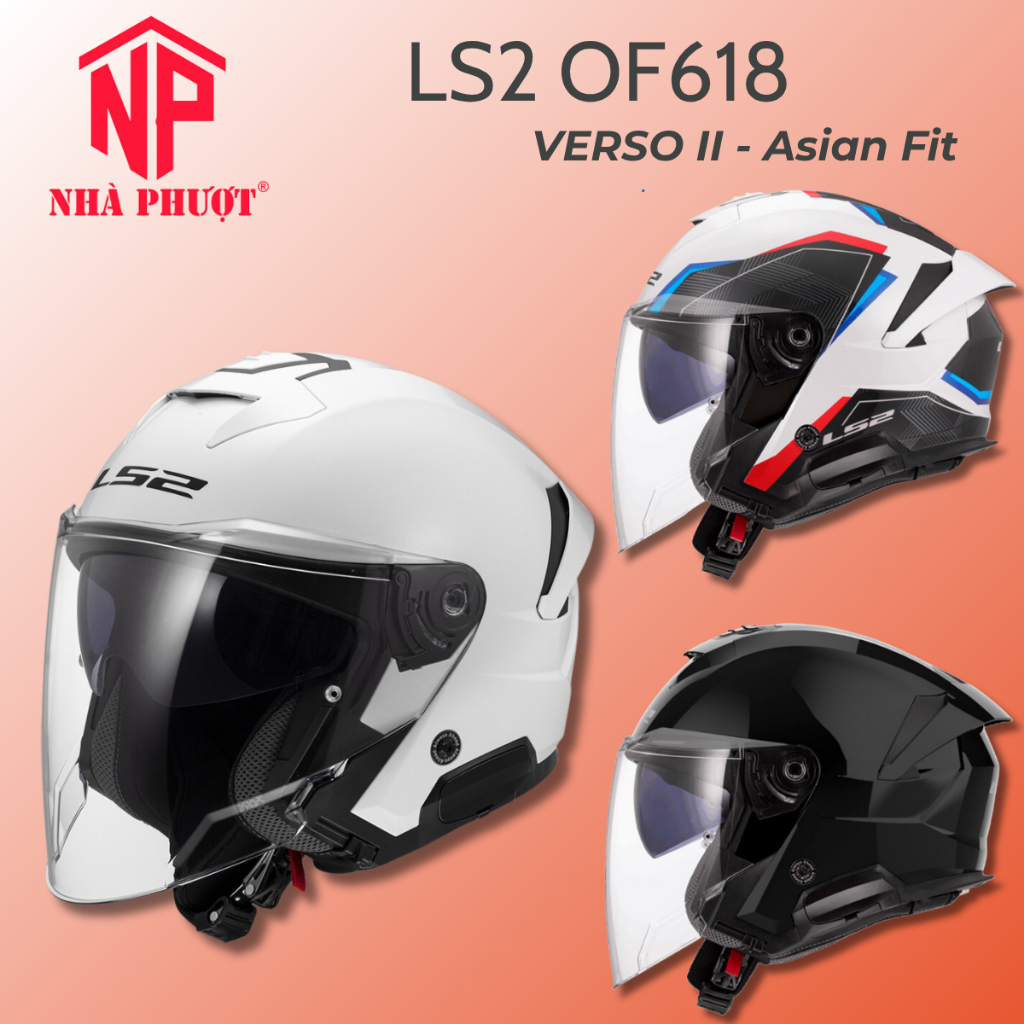 Mũ bảo hiểm 3/4 LS2 OF618 VERSO II ASIA FIT