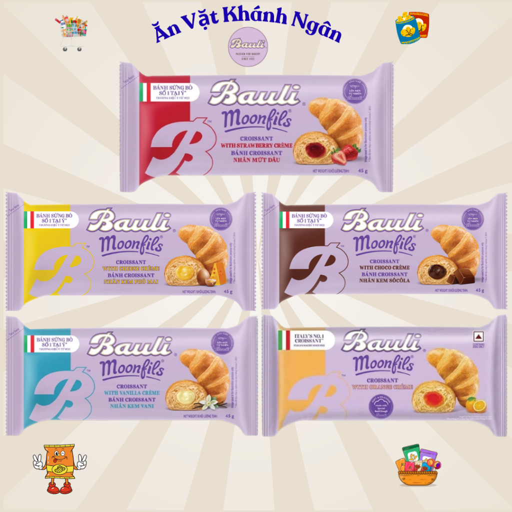 Combo Bánh Sừng Bò Bauli Moonfils Phạm Nguyên 45g - HÀNG CHÍNH HÃNG