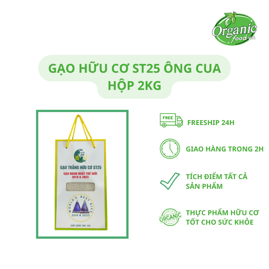 GẠO HỮU CƠ ST25 ÔNG CUA Hộp 2kg