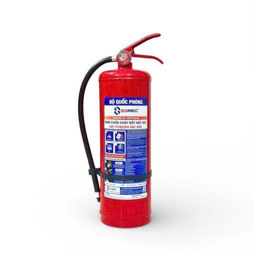 Bình chữa cháy bột ABC 4kg BQP - 83Mec, TEM KIỂM ĐỊNH, đáp ứng tiêu chuẩn về PCCC