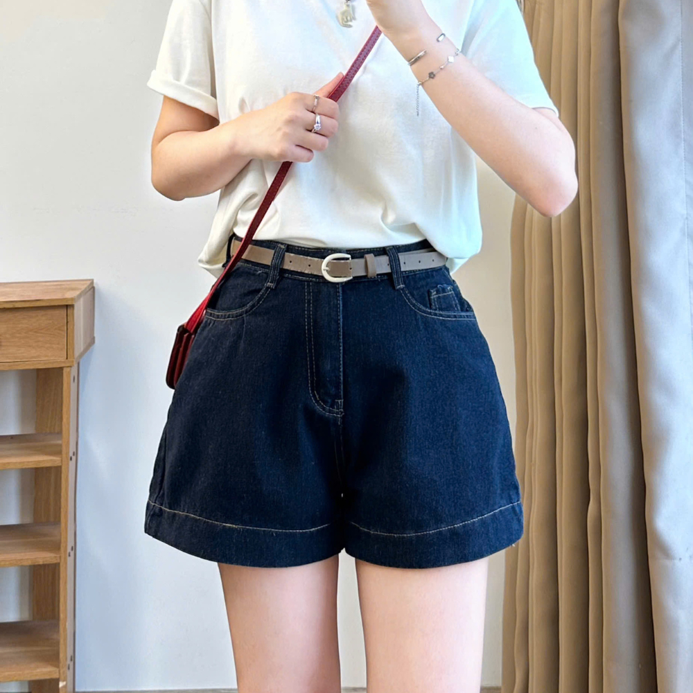 Quần Short Jean Nữ Cạp Cao MIAA Ống Rộng Form Đẹp Hack Dáng, Quần Short Bò Nữ Basic Mặc Hè_QS09 | BigBuy360 - bigbuy360.vn