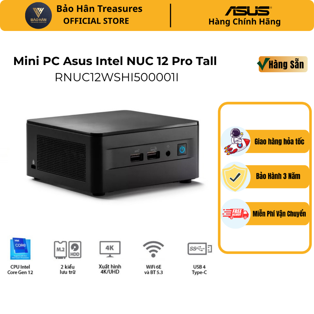 MINI PC ASUS INTEL NUC 11 Essential / Pentium® Silver N6005/ 2xDDR4-2933/1xNVMe/ 1x DP/ 1xHDMI / BNU