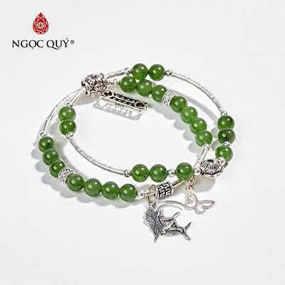 Vòng tay đá Ngọc bích tự nhiên phối charm - Mẫu VC0371 - Ngọc Quý