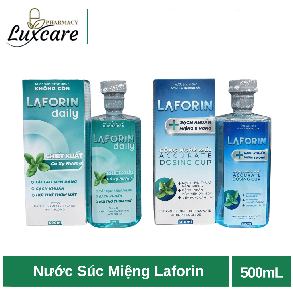 Laforin Daily / Laforin Accurate bảo vệ men răng và ngăn ngừa sâu răng (hộp 500ml) - Luxcare Pharmac