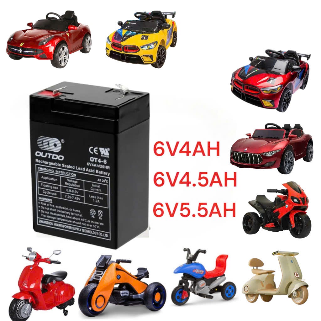 6V4Ah| 6V4.5Ah| 6V5.5Ah Phụ kiện xe điện trẻ em 6V loại nhỏ