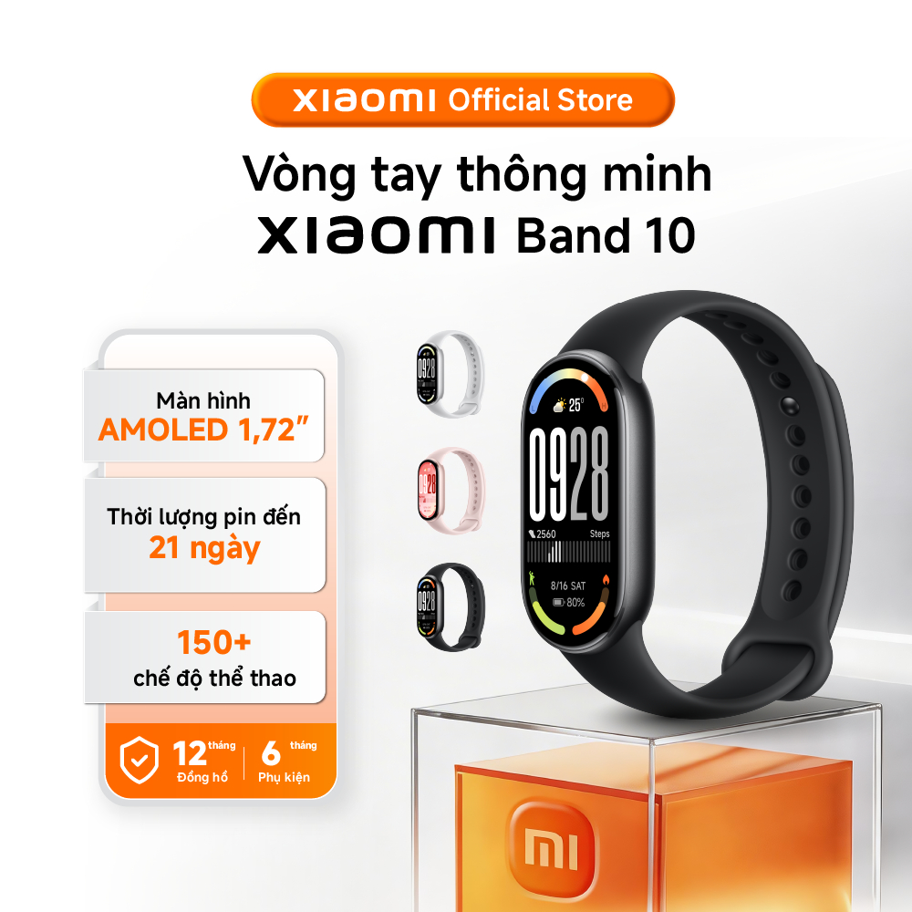 Xiaomi Vòng đeo tay thông minh Band 10 | AMOLED 1,72" | Pin 21 ngày - BH 1 năm chính hãng