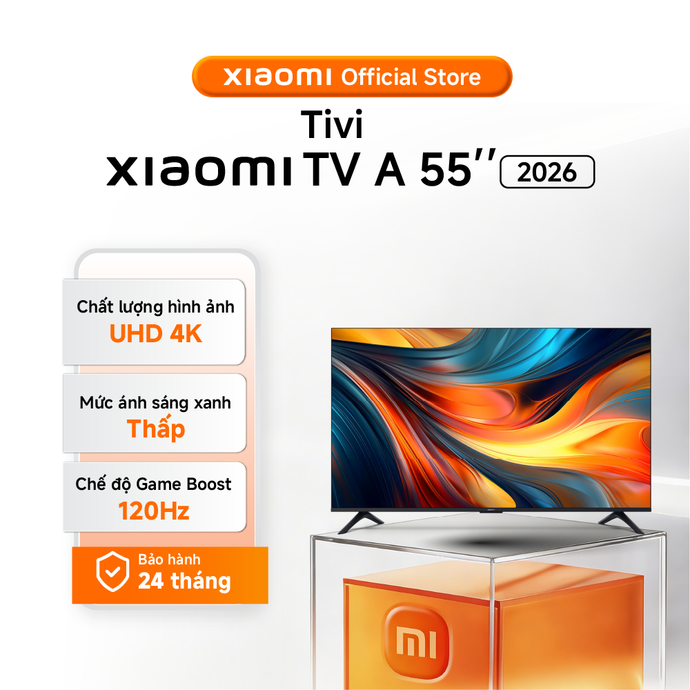 Xiaomi TV thông minh TV A 55 2026 | Chất lượng hình ảnh UHD 4K | Chế độ Game Boost 120Hz - BH 24 thá