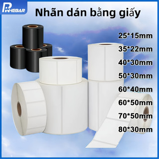 Rhebar Giấy decal trắng wax resin ribbon 40*30/50*30/60*40/70*50/25*15mm rõ ràng hơn không bao giờ phai