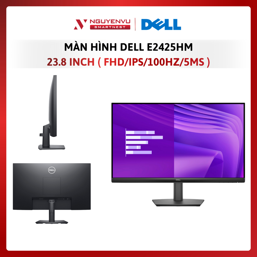 Màn hình Dell E2425HM 23.8 inch (FHD/IPS/100Hz/5ms) - Hàng Chính Hãng - Bảo Hành 3 Năm