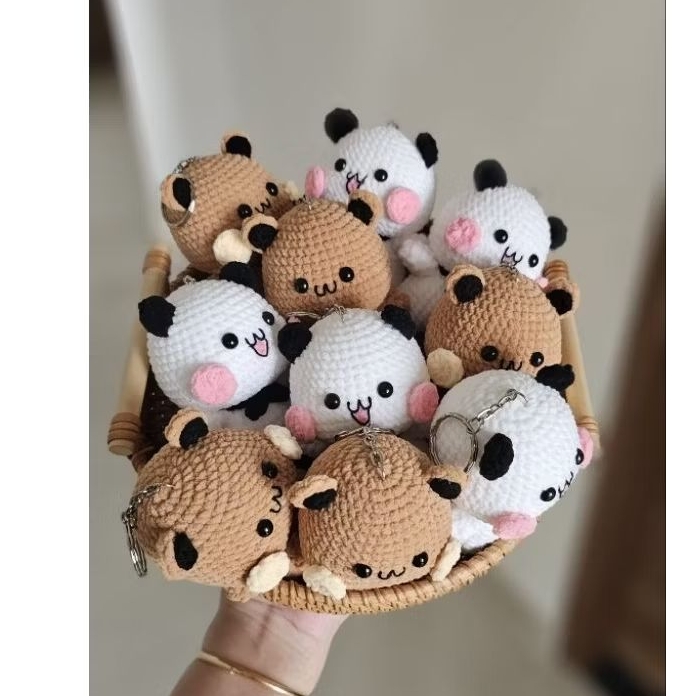 Móc khóa đôi DuDu & BuBu bằng len handmade cute đáng yêu (Ảnh thật của shop)