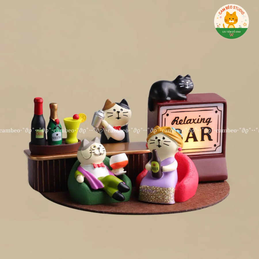 Mô Hình Mèo Zakka “Chill Bar Relaxing” trang trí, quà tặng