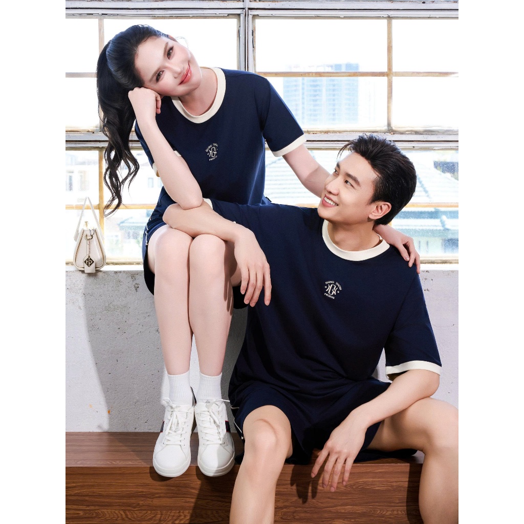 [BST THƠM MÁT] Bộ Quần Áo Nam Nữ GUNO Vải Cotton Thơm Mát Dáng Đùi Ngố Cổ Tròn Phối Màu 26BG20/BB30 | BigBuy360 - bigbuy360.vn