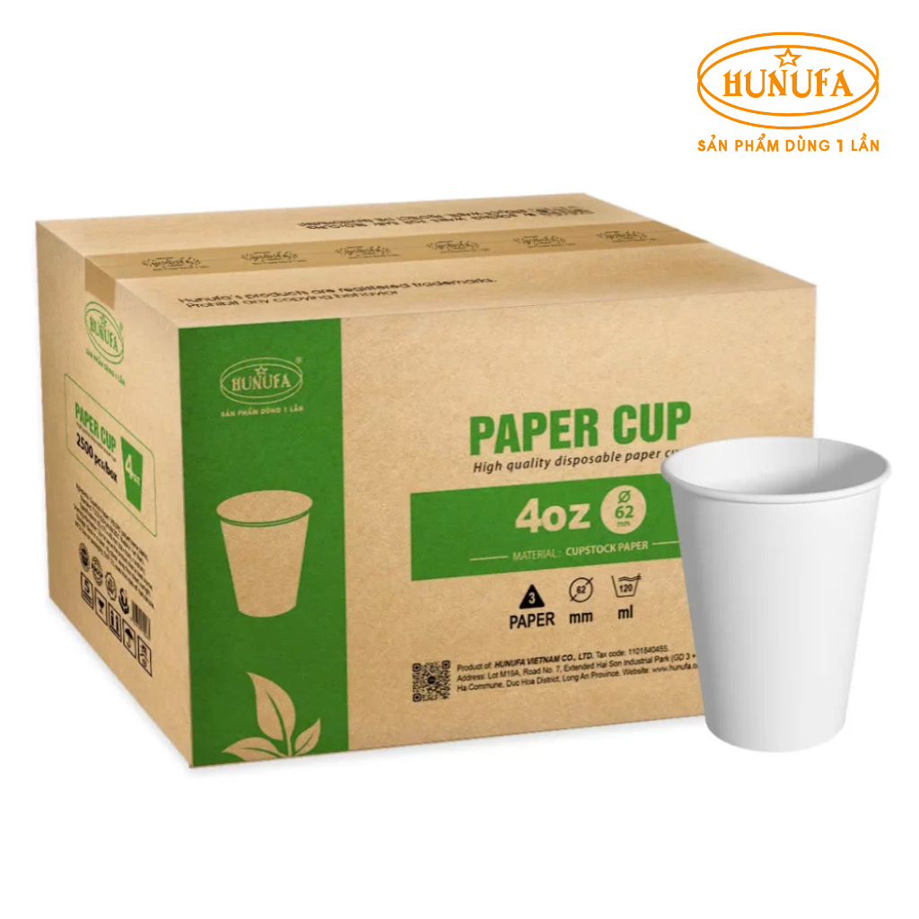 [SIÊU RẺ] 1000 Ly/ Cốc giấy 4oz (120ml), 3oz (90ml) trơn Hunufa - Ly giấy dùng 1 lần, phù hợp sampli