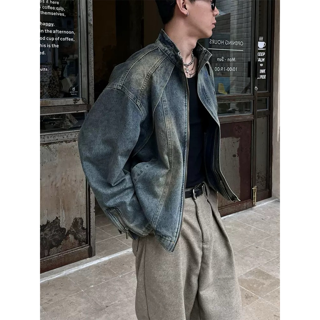 Áo Khoác Denim Wash Xám Form Rộng Unisex – Áo Jean Nam/Nữ Phong Cách Hàn Quốc Cá Tính