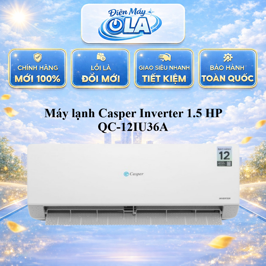 QC-12IU36A - Máy lạnh Casper Inverter 1.5 HP QC-12IU36A - BẢO HÀNH CHÍNH HÃNG - GIAO TOÀN QUỐC