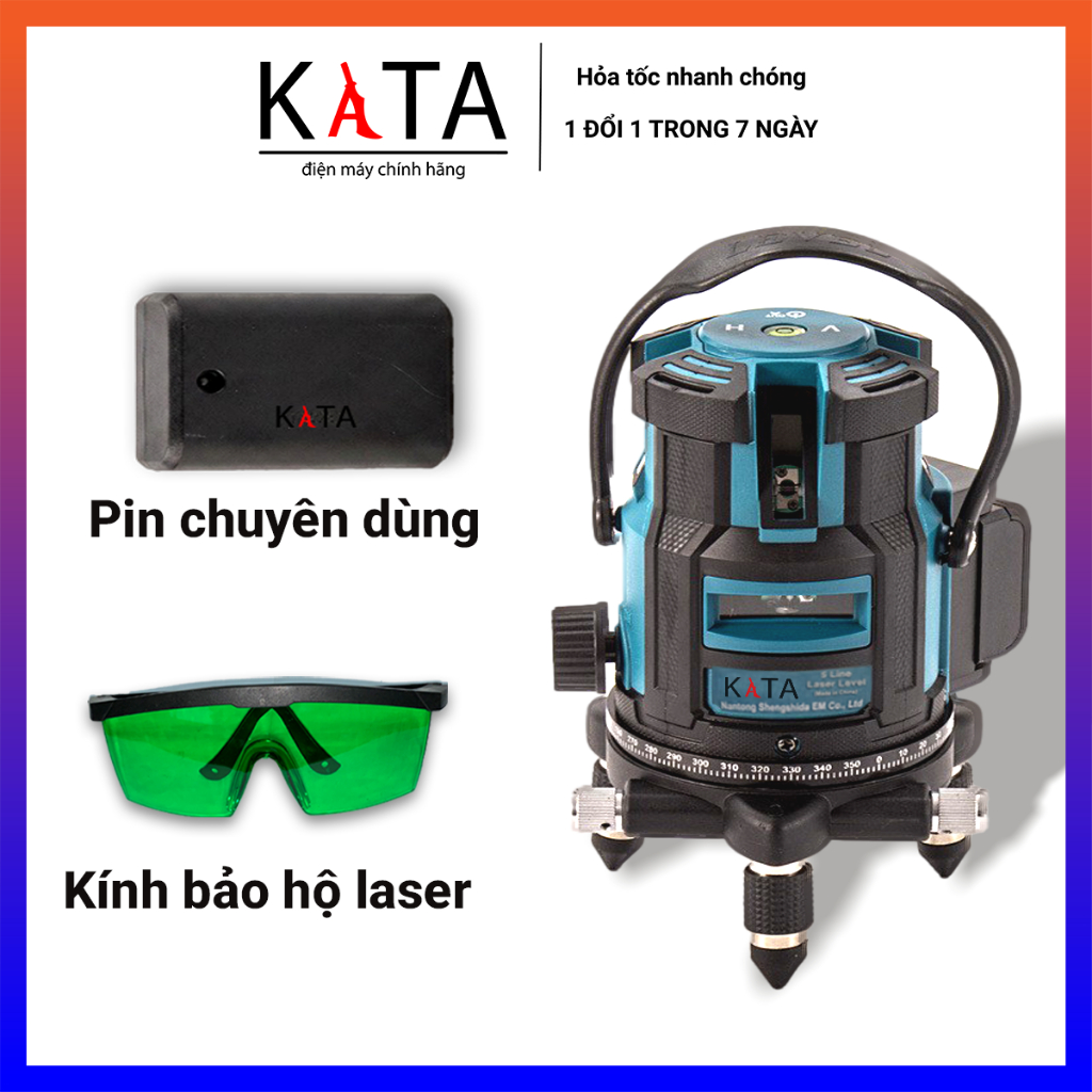 Máy Cân Bằng Laser Tia Xanh KATA 2 Tia - 3 Tia - 5 Tia 3D – Máy Laser Cân Mực Tự Động, Dùng Ốp Lát, 
