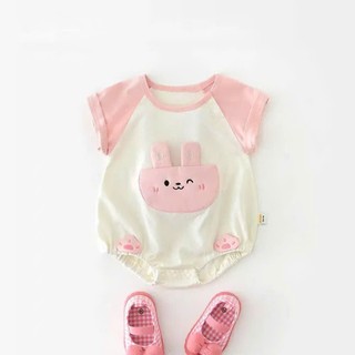 Bodysuit, Body Liền ThânThỏ Hồng Cho Bé Gái, Áo Liền Quần Chấy Cottn Mát Mẻ
