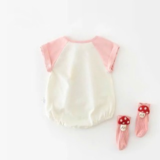Bodysuit, Body Liền ThânThỏ Hồng Cho Bé Gái, Áo Liền Quần Chấy Cottn Mát Mẻ