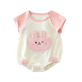 Bodysuit, Body Liền ThânThỏ Hồng Cho Bé Gái, Áo Liền Quần Chấy Cottn Mát Mẻ