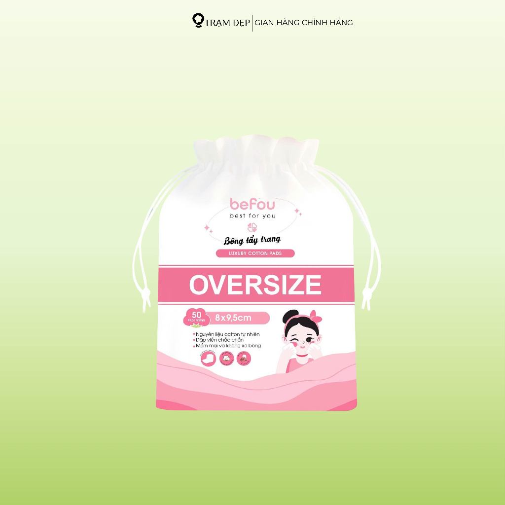 Bông Tẩy Trang Befou oversize Miếng Vuông To (50 Miếng)
