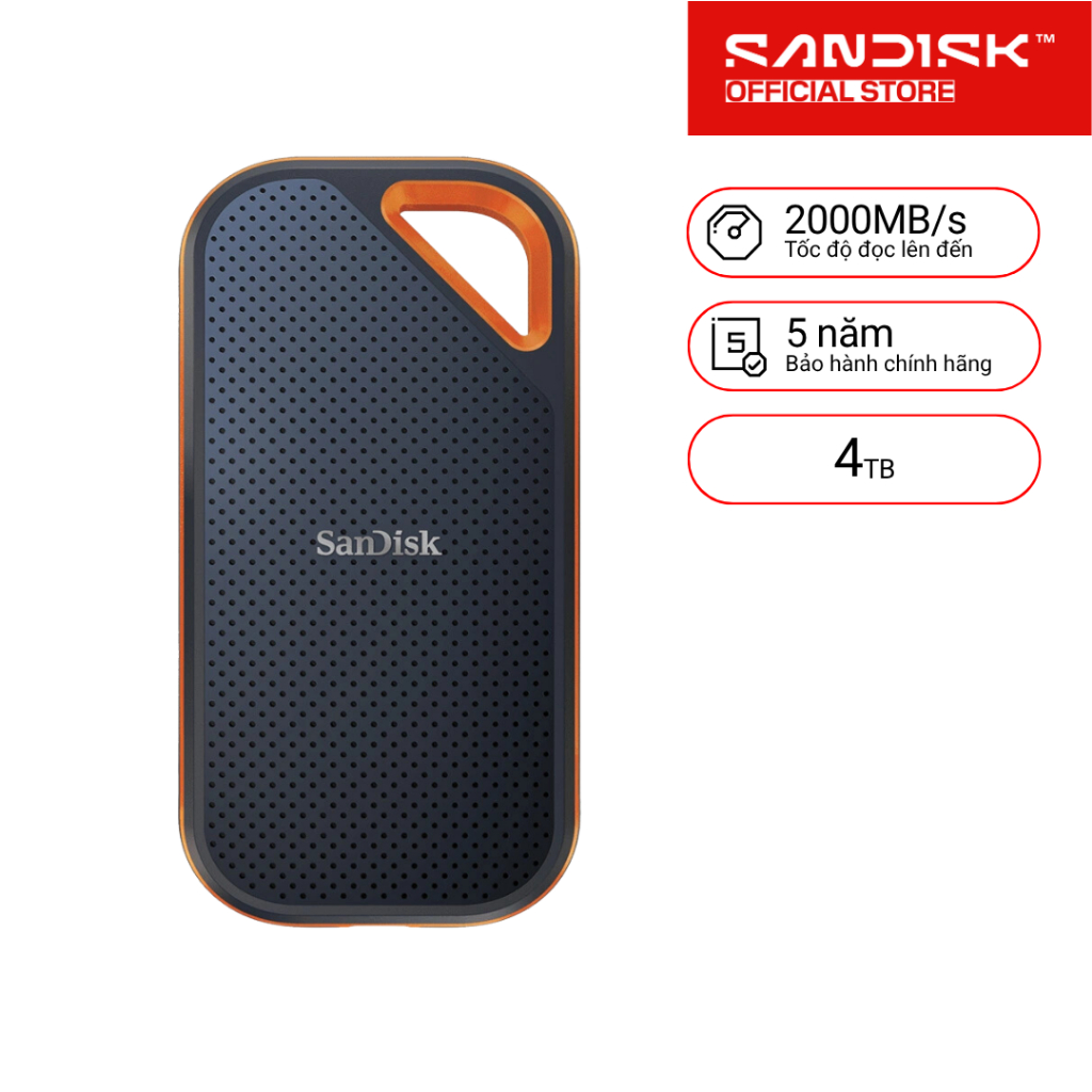 Ổ cứng di động SSD Sandisk Extreme Pro SDSSDE81-G25 1TB / 2TB / 4TB  V2 E81 2000MB/s Bảo hành 5 năm