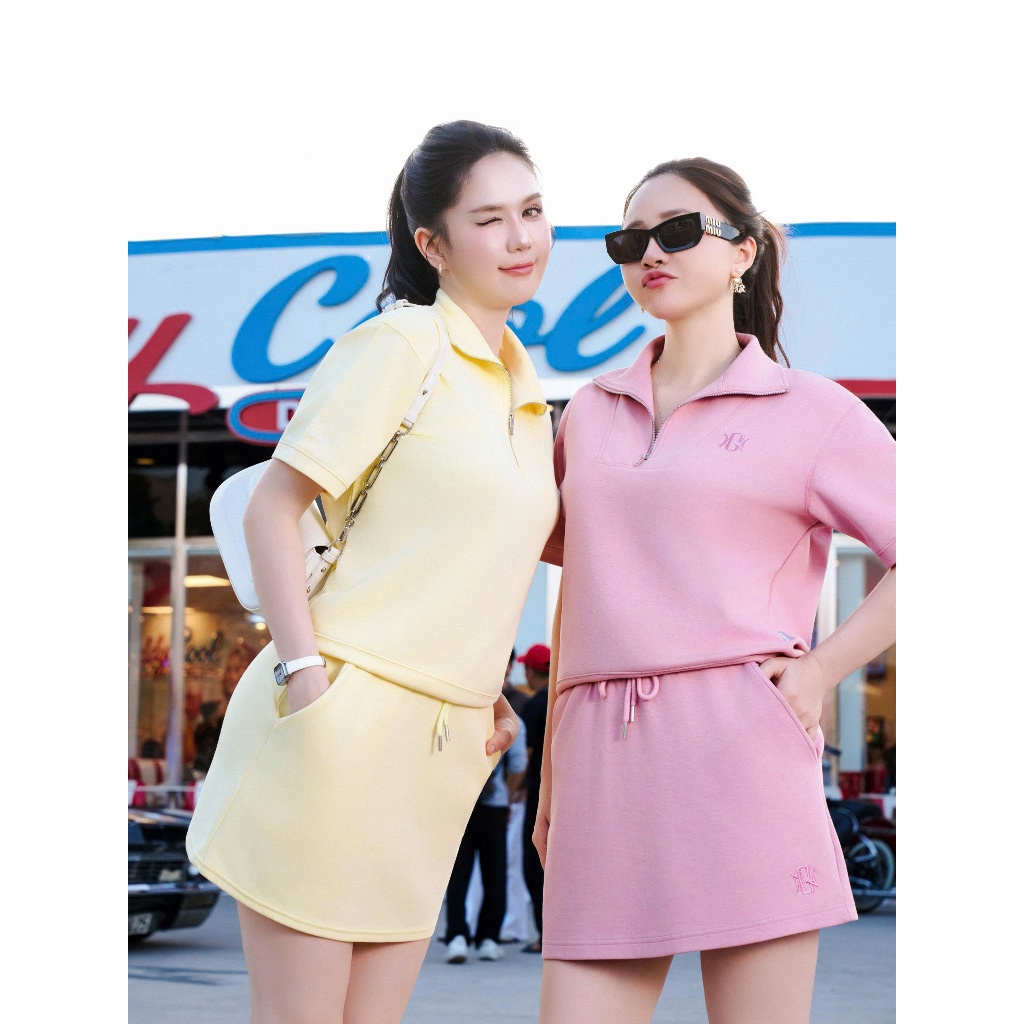 Set Váy Áo Nữ GUNO Vải Modal Cool Mềm Mát Cổ Polo Khóa Kéo Phối Sườn Logo Thêu Thời Trang 26VG14 | BigBuy360 - bigbuy360.vn