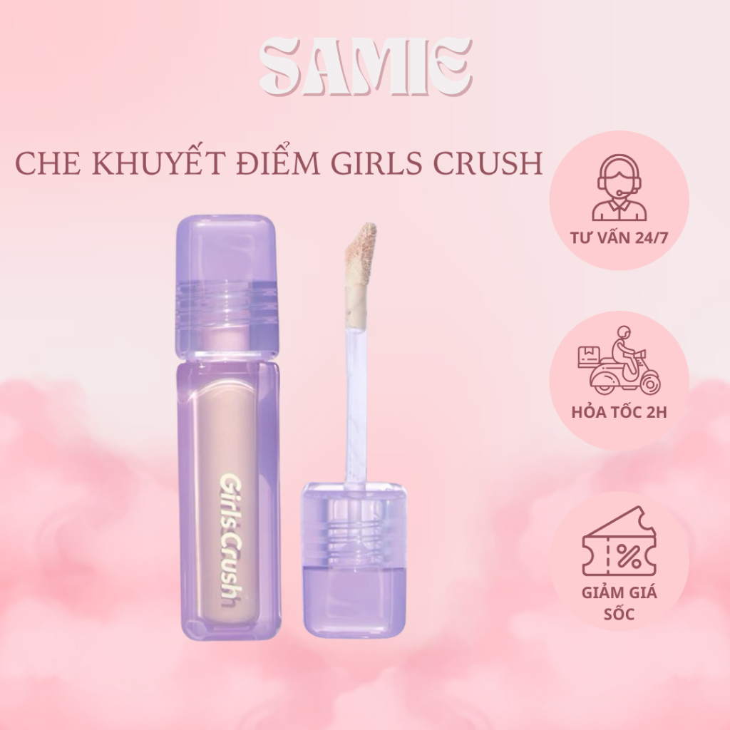 [GIRLS CRUSH] Kem Làm Sáng Che Khuyết Điểm Girls Crush Matte Velvet Concealer Mỏng Mịn 8g Samie Cosm
