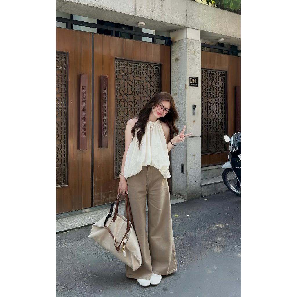 (Hàng L1, Sẵn) Áo yếm dáng bí phồng, tơ gió nhăn mỏng mùa hè Suzy Top. | BigBuy360 - bigbuy360.vn