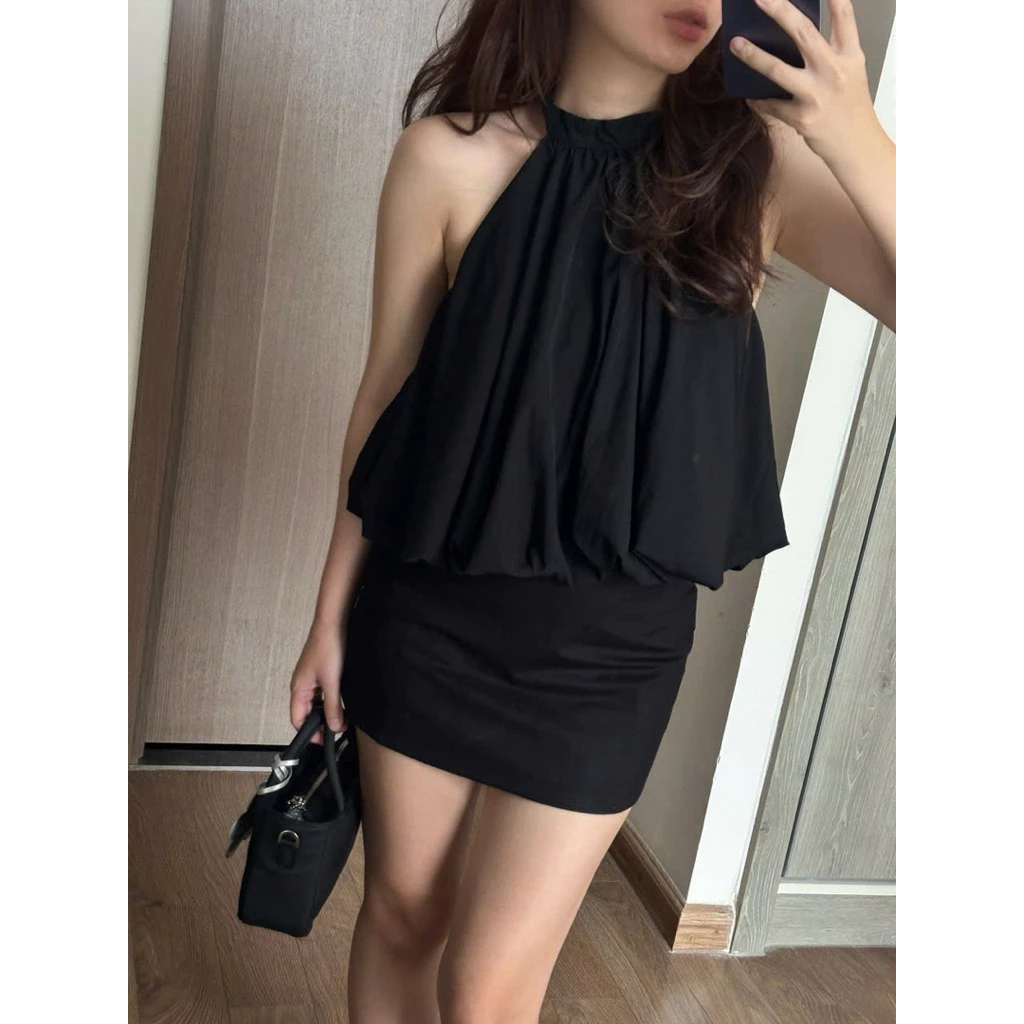 (Hàng L1, Sẵn) Áo yếm dáng bí phồng, tơ gió nhăn mỏng mùa hè Suzy Top. | BigBuy360 - bigbuy360.vn