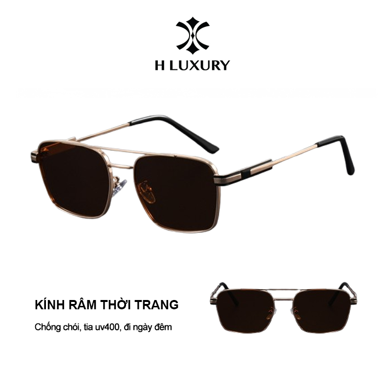 Kính Râm Nam Đi Đường V11 Kính Trà Gọng Vàng - Gọng Hợp Kim Và Chất Liệu Acetate Cao Cấp HLUXURY
