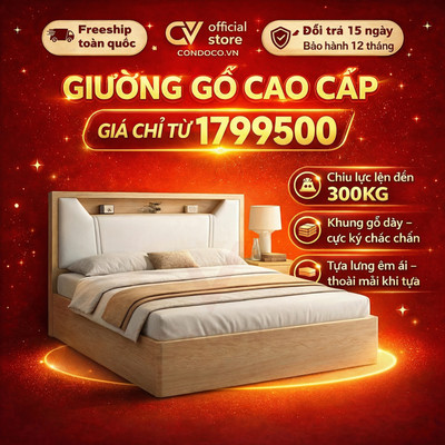 CONOCO Giường ngủ gỗ bọc nệm có kệ đầu giường lưu trữ thông minh gỗ thông Nga ván E1 đa size 1m2-1m8