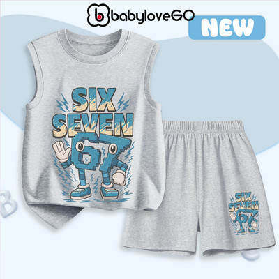 Bộ đồ bé trai BabyloveGO set quần áo ba lỗ mùa hè SIX SEVEN cho bé chất thun cotton mềm mịn thoáng mát