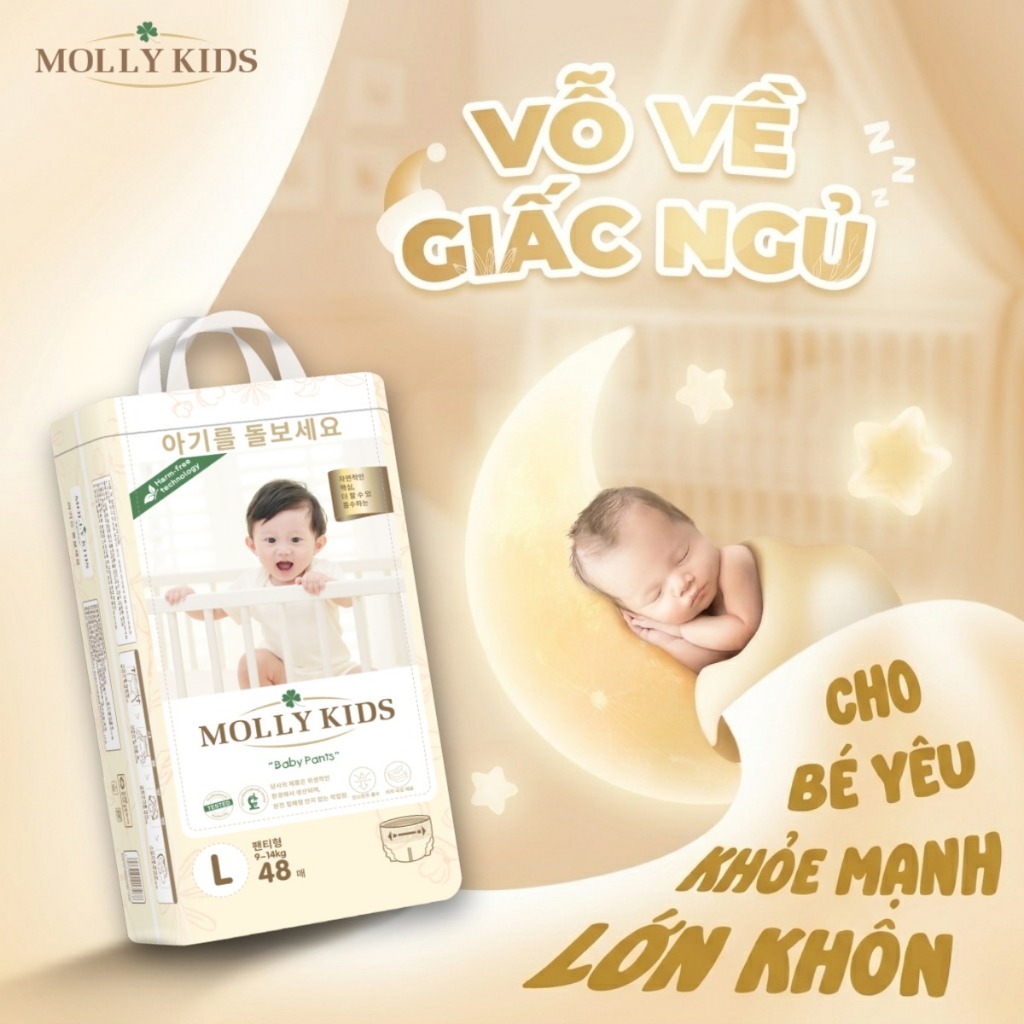 Tã/Bỉm Quần/Dán Molly Kids chính hãng, chống tràn, mềm mại, thoáng khí, 38-76 miếng đủ size cho bé t