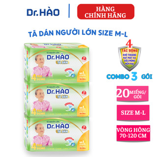 Tã Dán Người Lớn Dr.Hào Size M/L 20 Miếng Bỉm Dán Người Già (Vòng Hông 70-120cm)