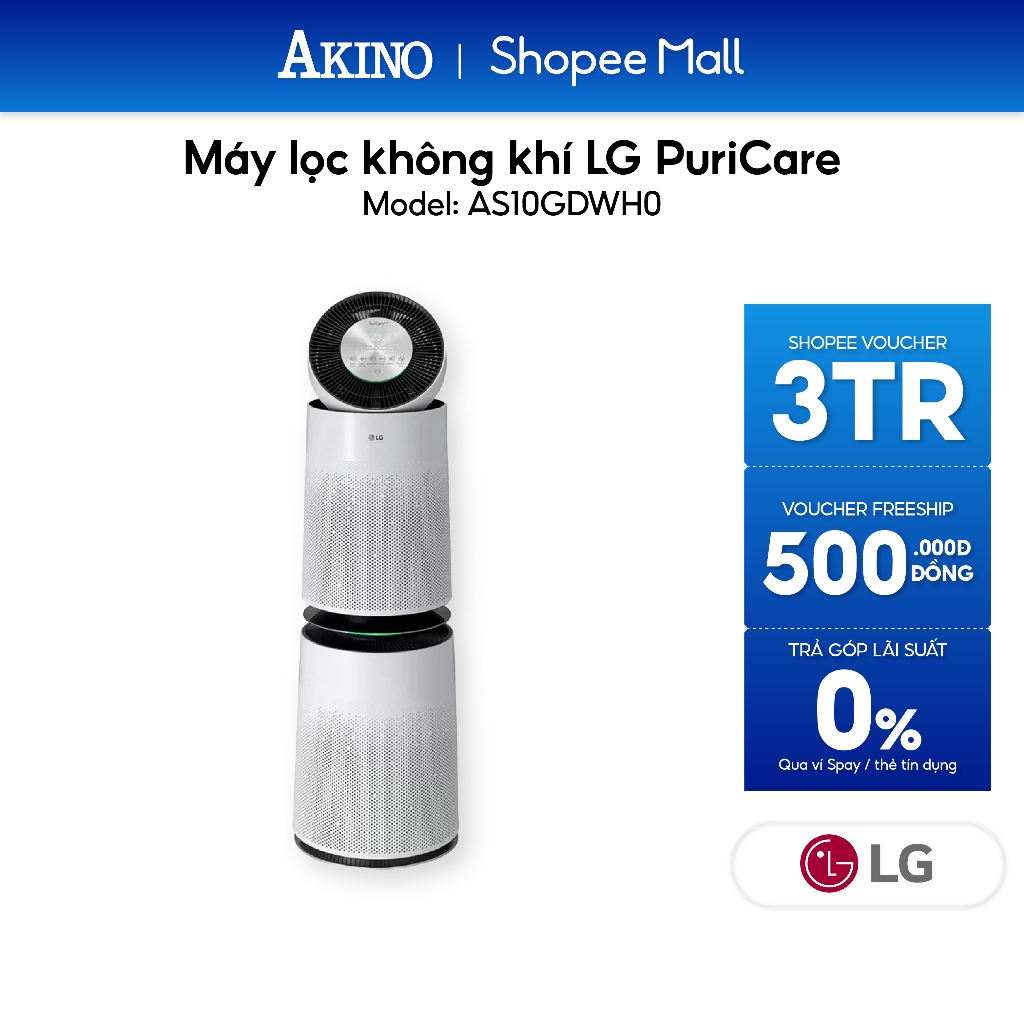 Máy lọc không khí LG PuriCare AS10GDWH0 Safeplus 2 tầng - Hàng chính hãng