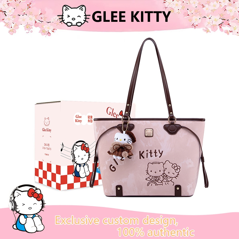 Túi Tote Sức Chứa Lớn Glee Kitty Túi Đeo Vai Đi Làm Sinh Viên Màu Hồng Có Mặt Dây Chuyền