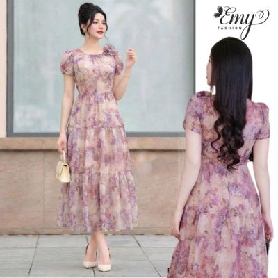 Đầm Hoa Thời Trang EMY EM9432 Thiết Kế Cao Cấp Chất Vải Voan Tơ Thanh Lịch Mùa Hè Du Lịch Đi Biển