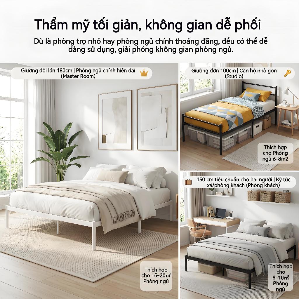 ALVIN Giường sắt khả năng chịu tải cực mạnh chống ẩm và chống gỉ có hai màu để lựa chọn | BigBuy360 - bigbuy360.vn