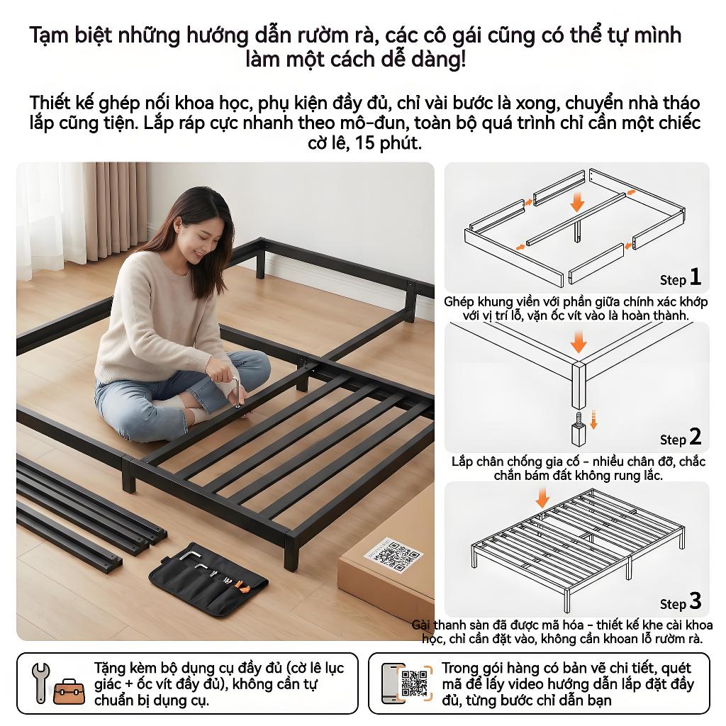ALVIN Giường sắt khả năng chịu tải cực mạnh chống ẩm và chống gỉ có hai màu để lựa chọn | BigBuy360 - bigbuy360.vn