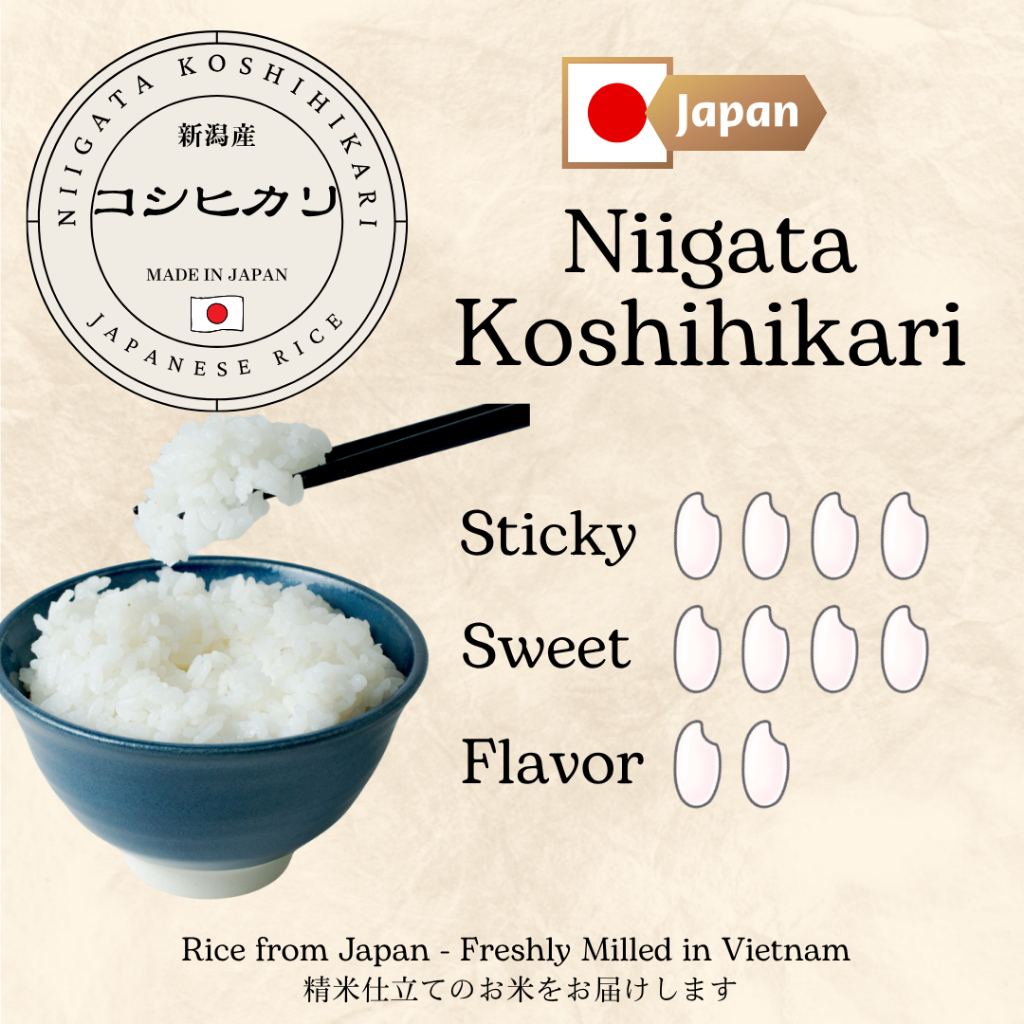 Gạo Nhật Niigata Koshihikari 2kg – Gạo Nhập Khẩu Nhật Bản Cao Cấp Nổi Tiếng Cho Sushi