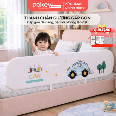 Thanh Chắn Giường Cho Bé Gấp Gọn PAKEY Cao Cấp, Thanh Chặn Giường Họa Tiết Xinh Xắn Đáng Yêu