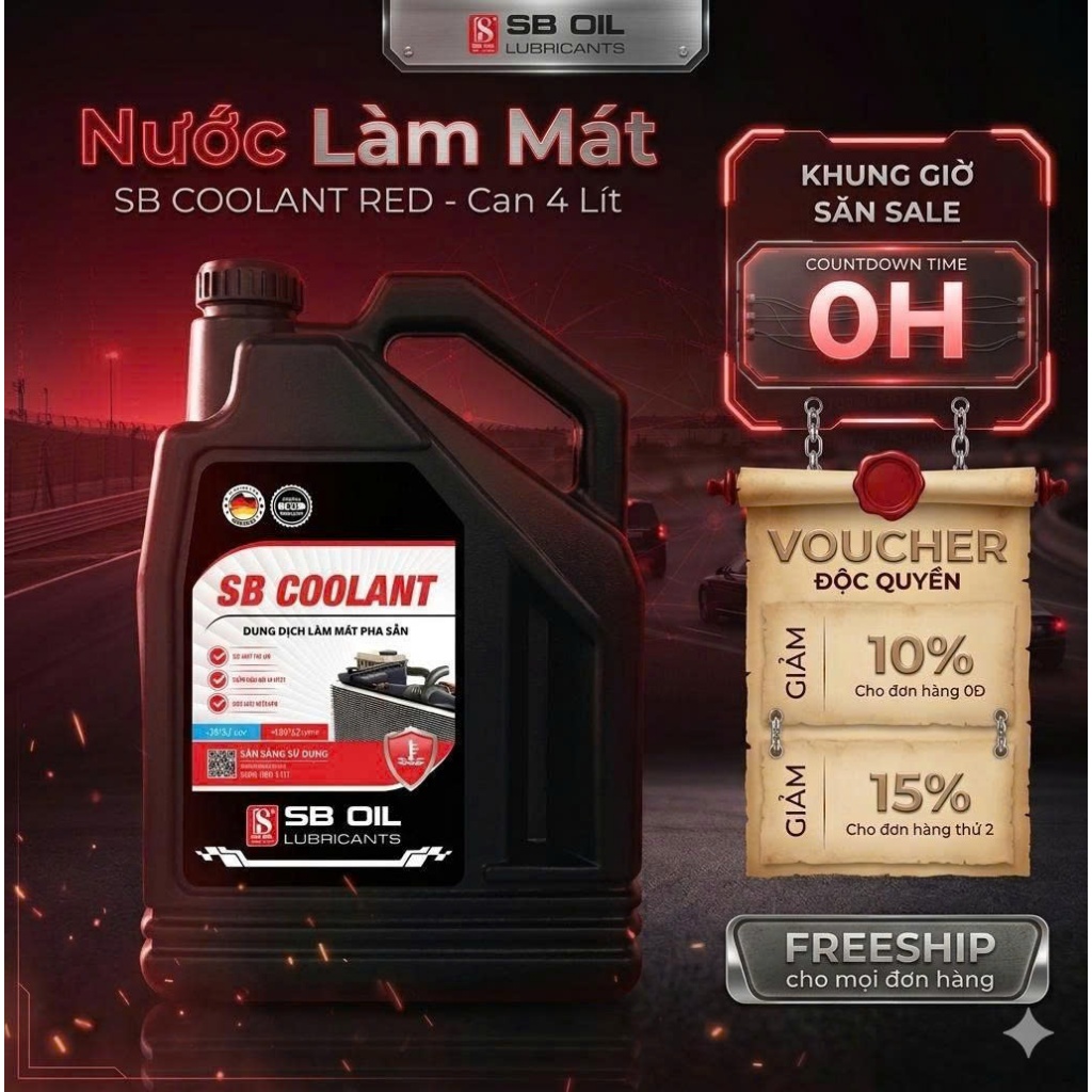 Nước làm mát động cơ SB COOLANT – gốc Ethylene Glycol thiết kế sử dụng cho động cơ xăng và diesel