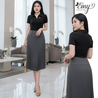 [LƯU Ý SẢN PHẨM CHỈ CHÂN VÁY] Chân Váy Công Sở Thiết Kế EMY Thời Trang Cao Cấp V4052 Vải Ruby Hàn Xám Thanh Lịch