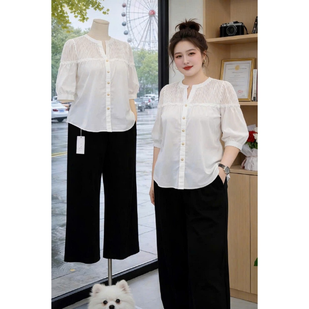 Áo Bigsize Nữ Tú Mỡ Áo Bigsize Thiết Kế Kiểu Cổ Xẻ Đi Chơi Đi Tiệc Đủ Size 45-80kg AK0405