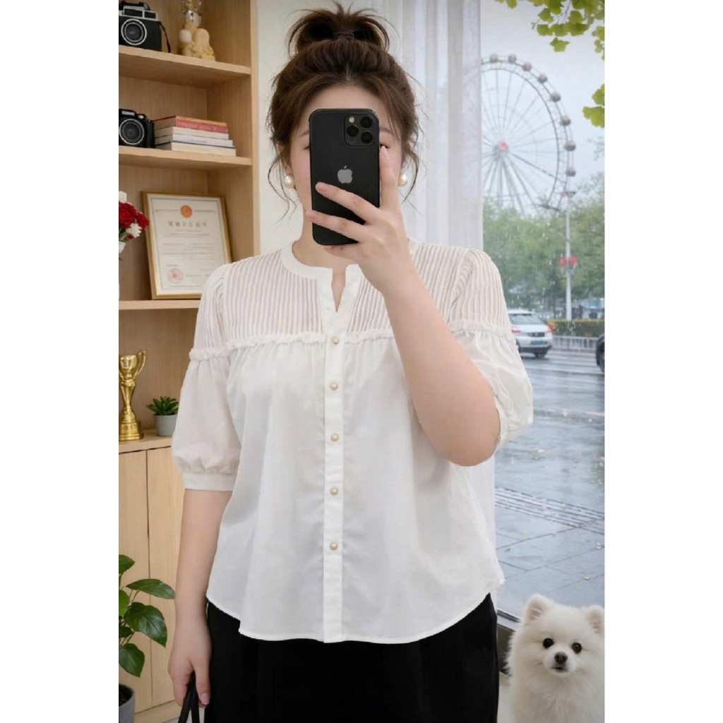 Áo Bigsize Nữ Tú Mỡ Áo Bigsize Thiết Kế Kiểu Cổ Xẻ Đi Chơi Đi Tiệc Đủ Size 45-80kg AK0405 | BigBuy360 - bigbuy360.vn