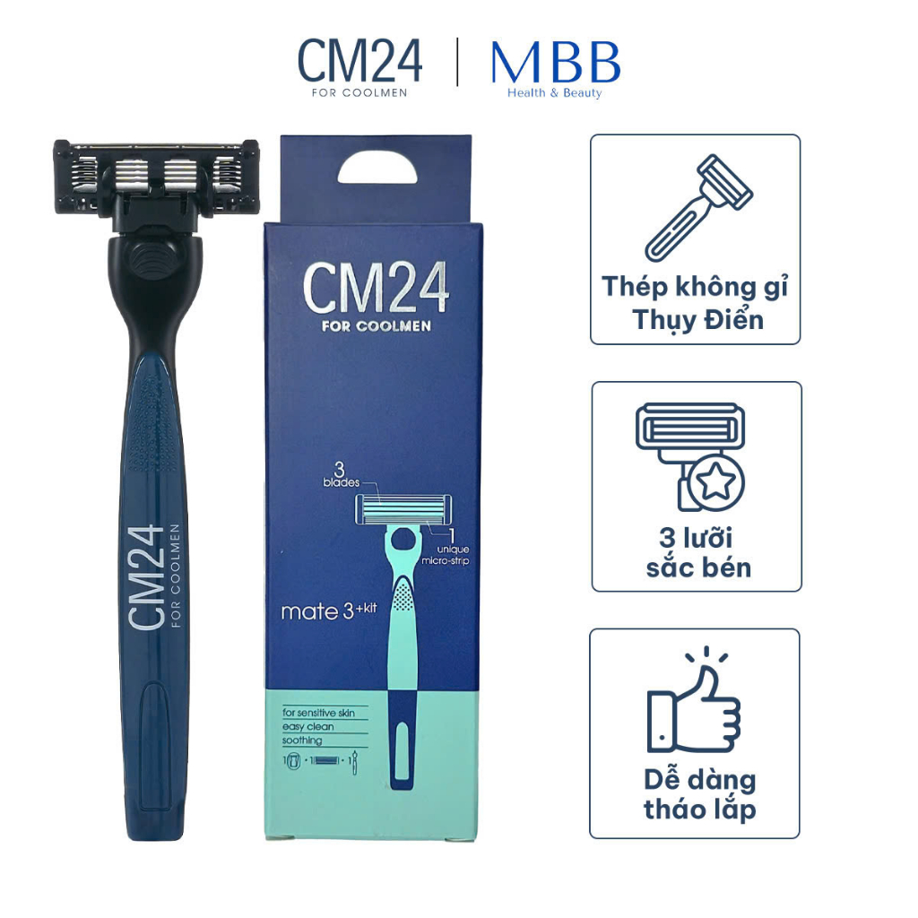 Bộ dao cạo râu CM24 3 lưỡi kèm móc treo